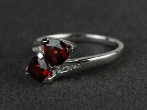3.20Ct Red Trillion Cut Two Stone Ring | Wedding Ring For Bridal | Birthday Gift Ring For Women