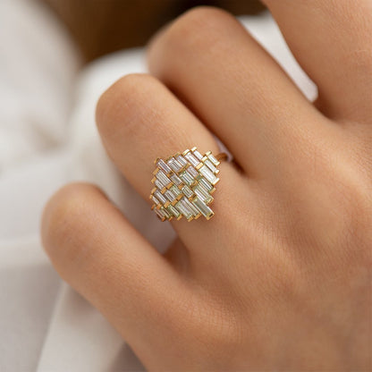 1.5Ct White Baguette Cut Bar Set Ring | Party Wear Ring For Women | Glamorous Ring | Awesome Ring