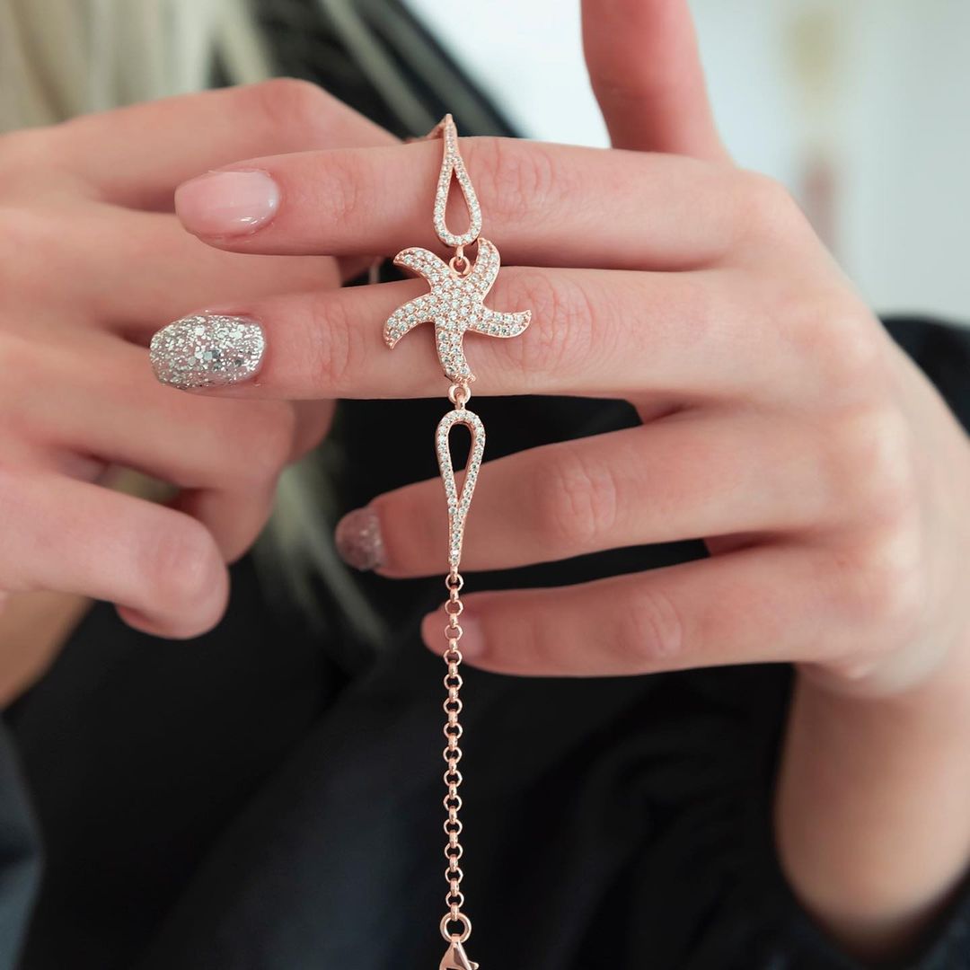 White Round Brilliant Cut Signity Diamond Micro Pave With Prong Bracelet For Women | Starfish Bracelet | Elegant Design Bracelet