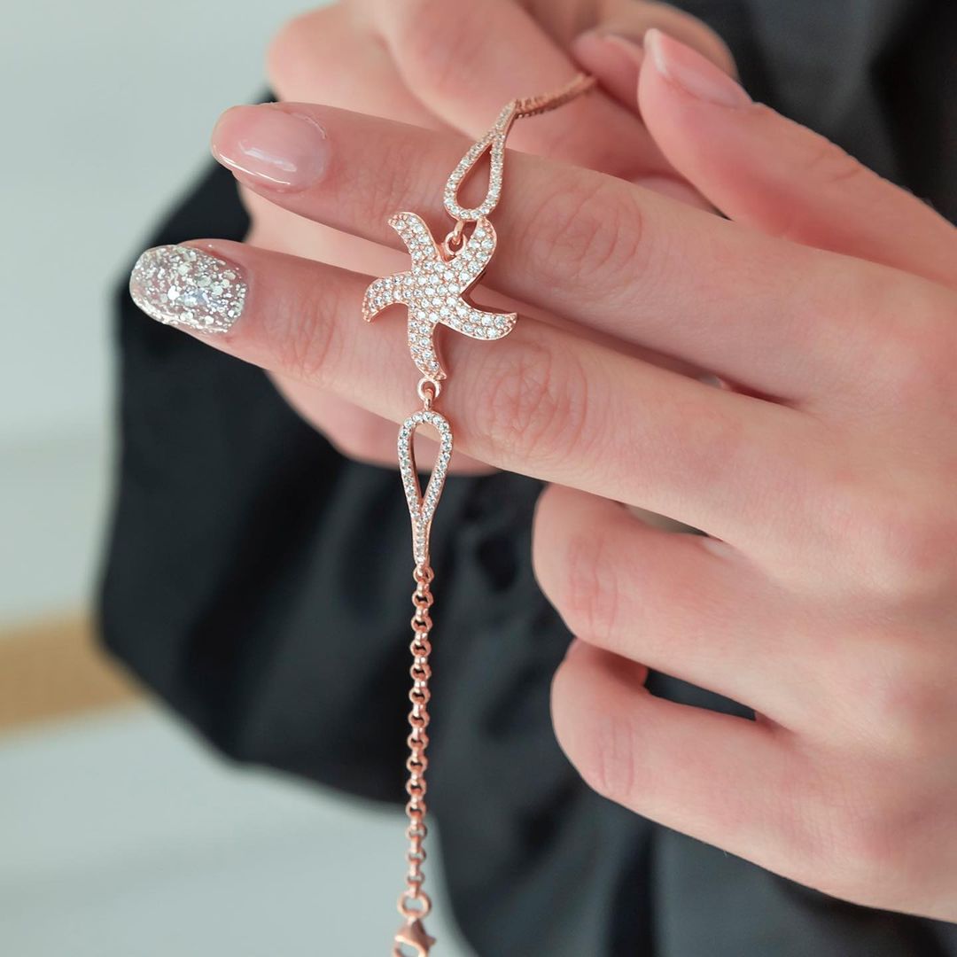 White Round Brilliant Cut Signity Diamond Micro Pave With Prong Bracelet For Women | Starfish Bracelet | Elegant Design Bracelet
