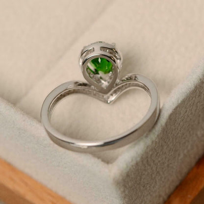 2.60Ct Green Pear Cut Halo Ring | Anniversary Gift Ring For Wife | Jewelry Collection For Women