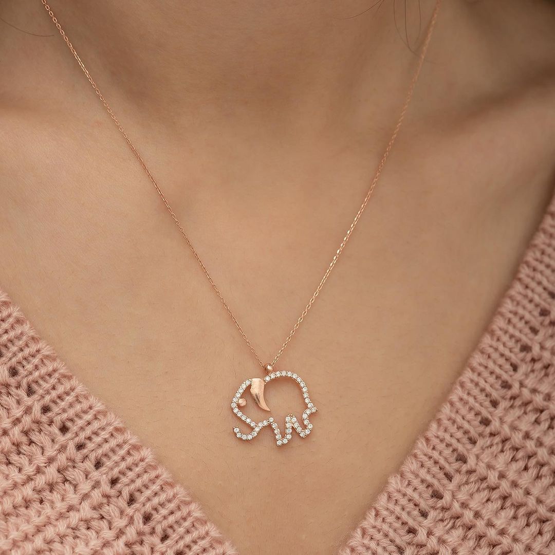 Elephant Shape 2.55Ct White Round Cut Pave Pendant | Birthday Gift Pendant | Animal Lover's Pendant | Jewelry Collection