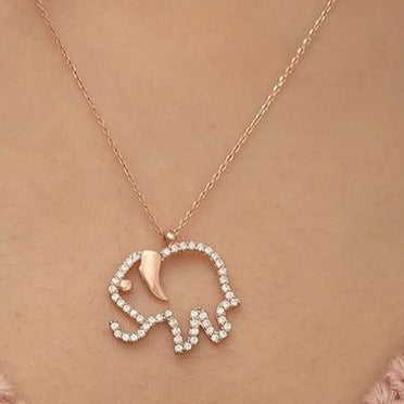 Elephant Shape 2.55Ct White Round Cut Pave Pendant | Birthday Gift Pendant | Animal Lover's Pendant | Jewelry Collection