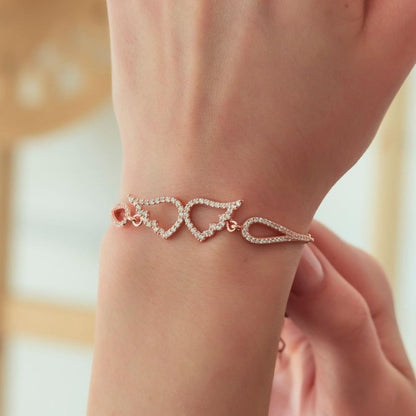 Wings Shape White Round Brilliant Cut Signity Diamond Pave Bracelet | Wedding Gift Bracelet For Bridal | Beautiful Bracelet For Women
