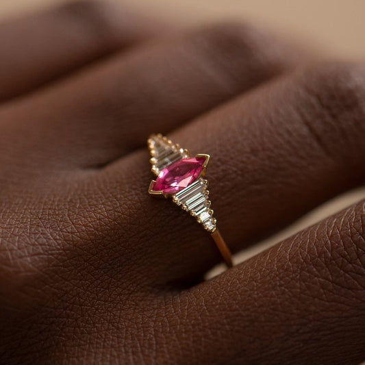 1.8Ct Pink Marquise Cut Prong Ring | Promise Ring For Her | Unique Ring | Trendy Ring