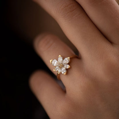 2.98Ct White Pear Cut Cluster Ring | Flower Shape Ring | Anniversary Gift Ring For Wife