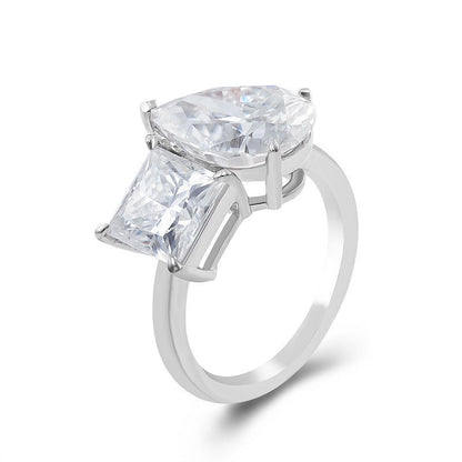 2.6Ct White Pear And Princess Cut Two Stone Ring For Women | Birthday Gift Ring For Her | Toi Et Moi Ring | Promise Ring For Fiancee