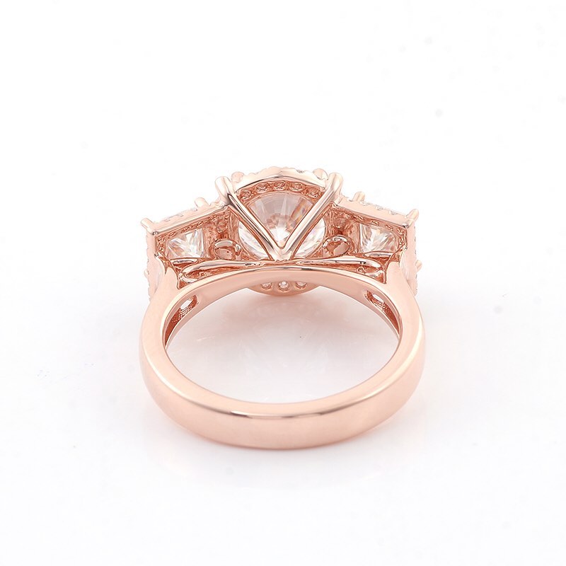2.8Ct White Round Cut Halo And Three Stone Ring For Her | Bridesmaid Wedding Ring | Fashion Jewelry Piece | Statement Ring For Women