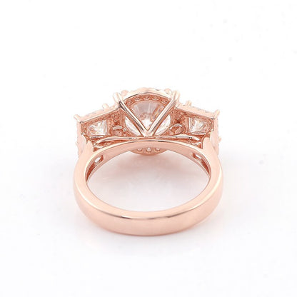 2.8Ct White Round Cut Halo And Three Stone Ring For Her | Bridesmaid Wedding Ring | Fashion Jewelry Piece | Statement Ring For Women