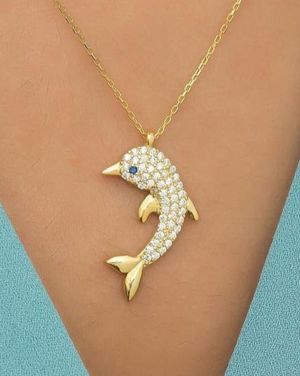 Dolphin Shape 2.55Ct Round Cut Cluster Pendant | Birthday Gift Pendant | Surprise Gift Pendant For Women | Fashion Jewelry