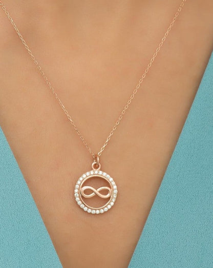 Round Shape With Infinity 1.80Ct White Round Cut Pave Pendant | Daily Wear Pendant | Birthday Gift Pendant | Women Jewelry | Everyday Wear Pendant