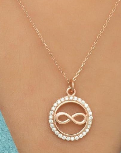 Round Shape With Infinity 1.80Ct White Round Cut Pave Pendant | Daily Wear Pendant | Birthday Gift Pendant | Women Jewelry | Everyday Wear Pendant
