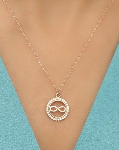 Round Shape With Infinity 1.80Ct White Round Cut Pave Pendant | Daily Wear Pendant | Birthday Gift Pendant | Women Jewelry | Everyday Wear Pendant