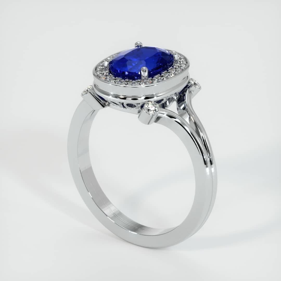2.8Ct Blue Oval Cut Halo Ring For Her | Split Shank Ring | Birthstone Ring For Women | Bridesmaid Gift Ring