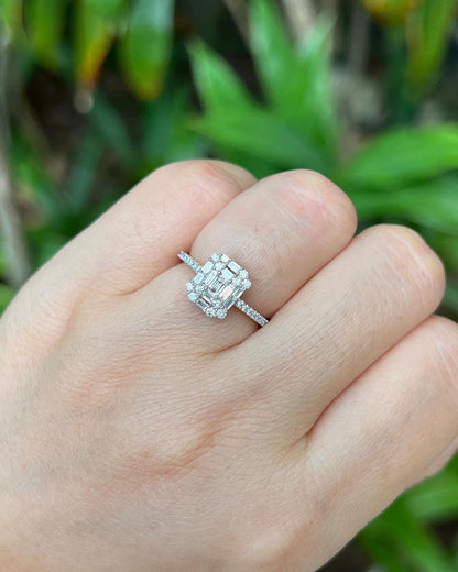 1.2Ct White Baguette Cut Cluster Ring | Anniversary Gift Ring For Wife | Jewelry Collection | Fashionable Ring