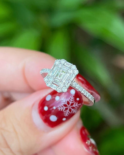 1.2Ct White Baguette Cut Cluster Ring | Anniversary Gift Ring For Wife | Jewelry Collection | Fashionable Ring