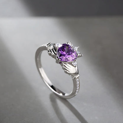 2.60Ct Purple Color Heart Cut Solitaire Ring | Proposal Ring For Her | Minimalist Ring For Women