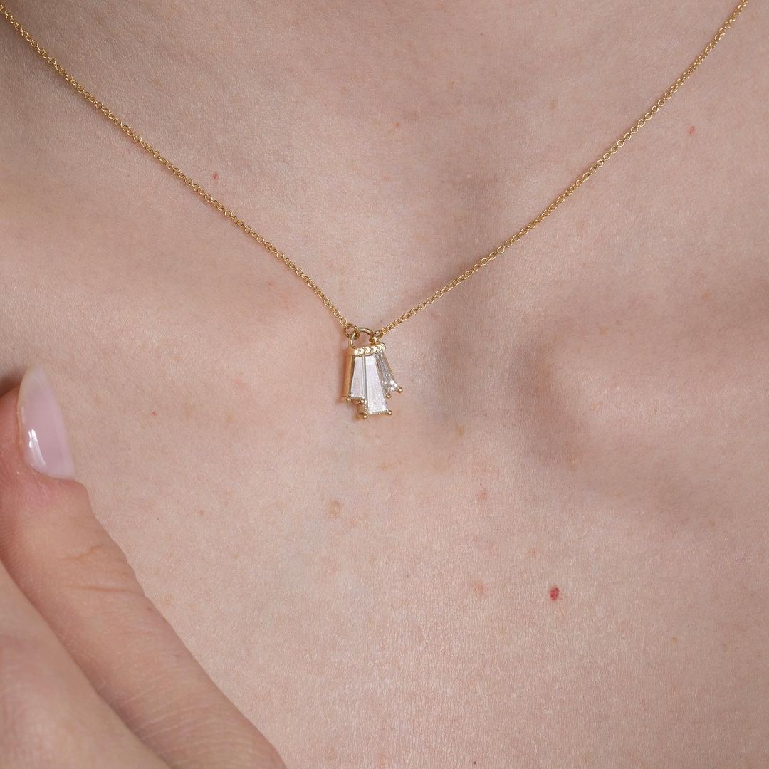 2.80Ct White Baguette Cut Prong Pendant | Party Wear Pendant For Women | Customize pendant For Her | Elegant Gift Pendant