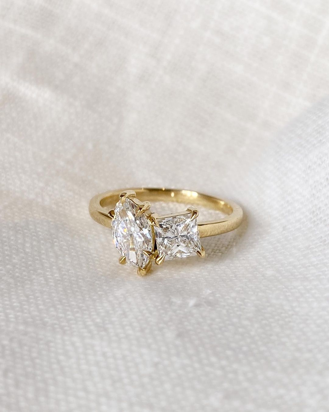 2.2CT White Marquise And Princess Cut Two Stone Ring | Birthday Gift Ring | Toi Et Moi Ring | Women Jewelry