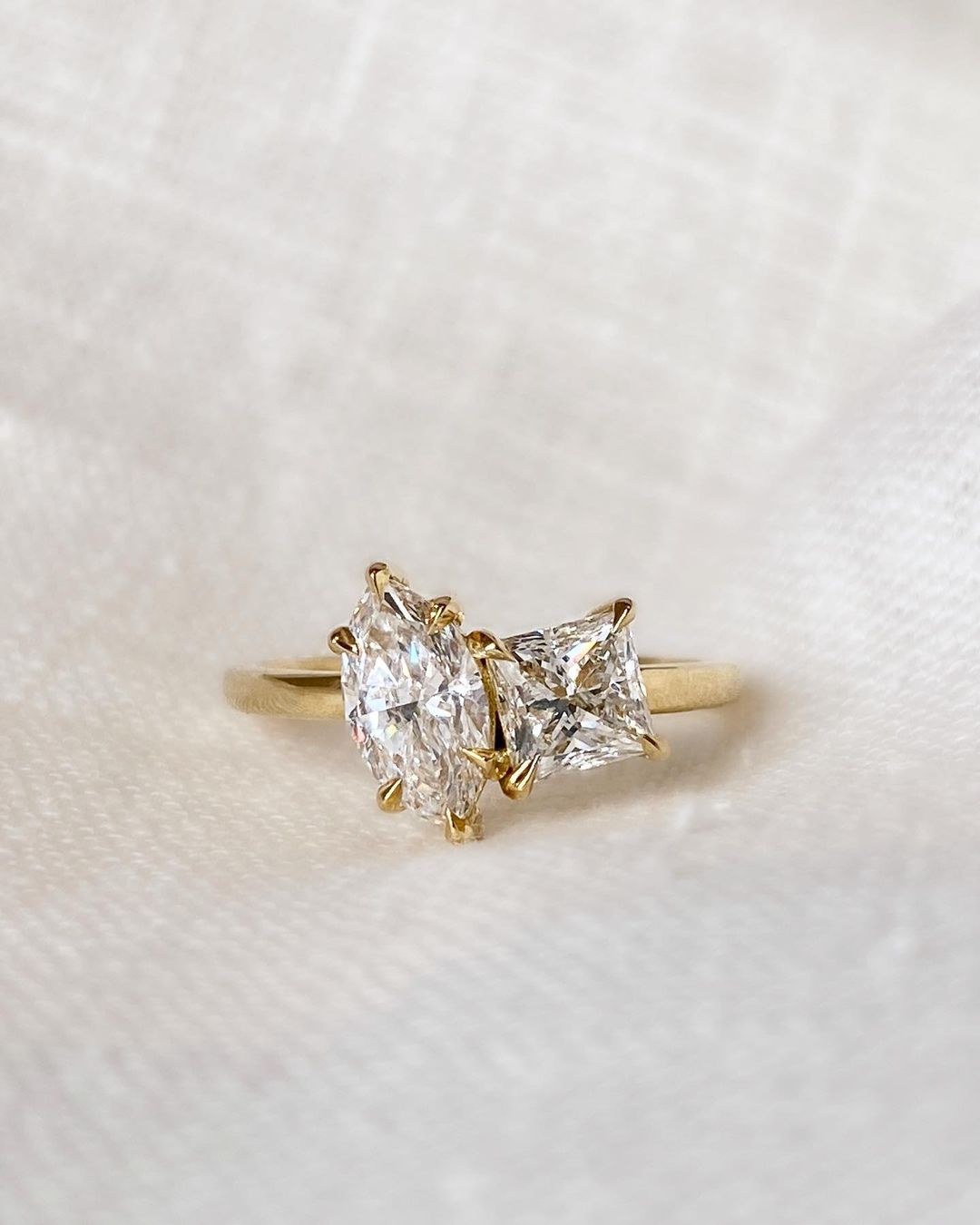2.2CT White Marquise And Princess Cut Two Stone Ring | Birthday Gift Ring | Toi Et Moi Ring | Women Jewelry