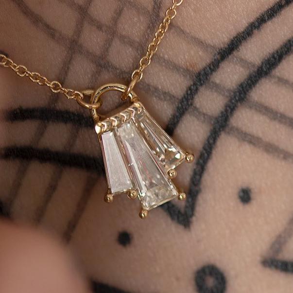2.50Ct White Tapered Baguette Cut Three Stone Pendant | Daily Wear Pendant For Her | Everyday Elegance Pendant | Thank You Gift Pendant