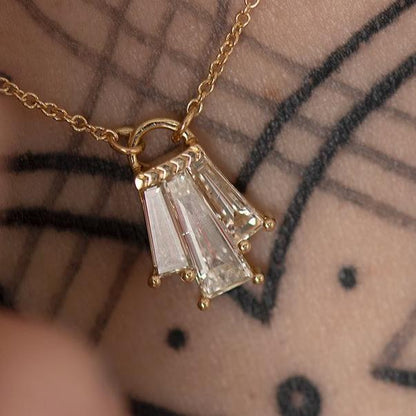 2.50Ct White Tapered Baguette Cut Three Stone Pendant | Daily Wear Pendant For Her | Everyday Elegance Pendant | Thank You Gift Pendant