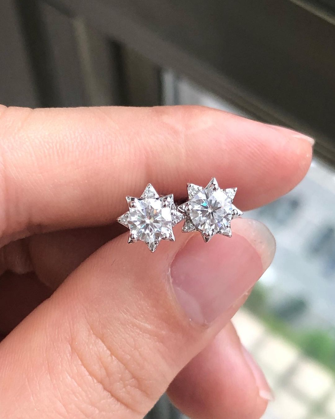 Star Model White Round Cut Cubic Zirconia Solitaire Stud Earring For Women | Designer Earring For Her | Engagement Proposal Gift Earring