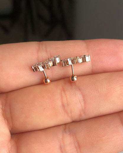 White Marquise Cut Cubic Zirconia Prong Set Stud Earrings | Elegant Floral Stud Earrings For Her | Minimalist Jewelry For Women