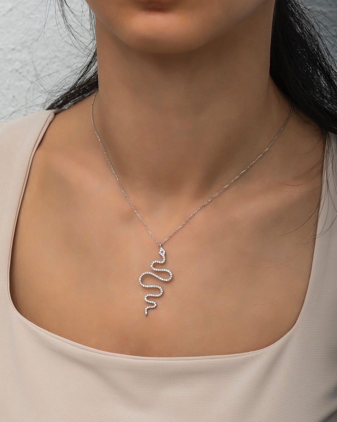Snake Shape 3.20Ct White Round Cut Pave Pendant | Unique Pendant | Fashion Jewelry | Designer Pendant | Stunning Pendant