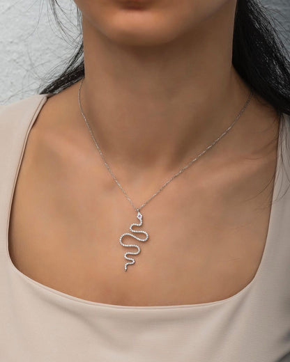 Snake Shape 3.20Ct White Round Cut Pave Pendant | Unique Pendant | Fashion Jewelry | Designer Pendant | Stunning Pendant