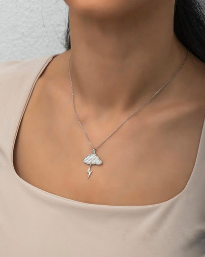 Lightning Cloud Shape 2.88Ct White Round Cut Cluster Pendant | Nature lover Gift Pendant | Stunning Pendant For Her | Fashion Jewelry