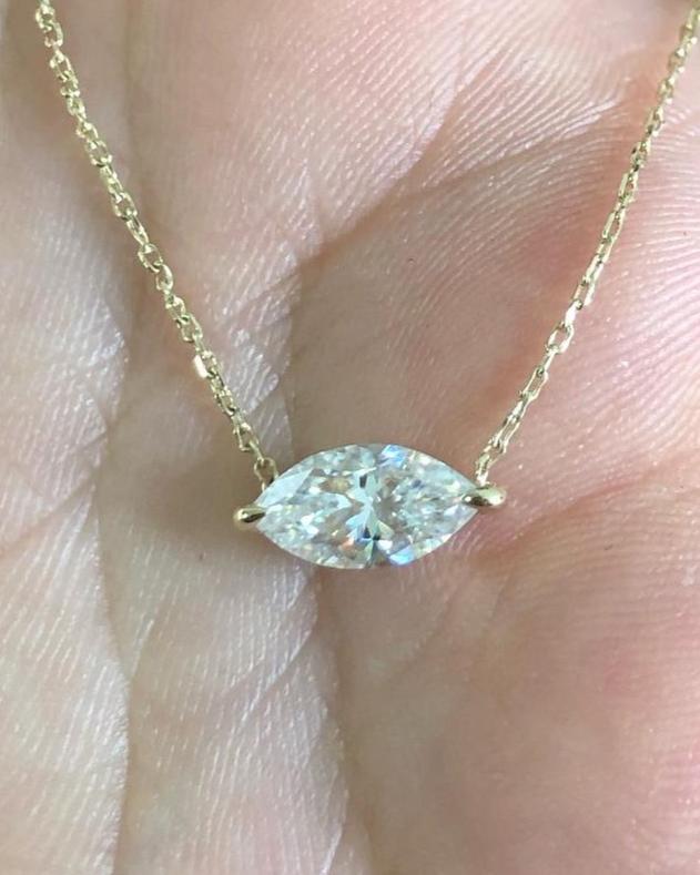 2.80Ct White Marquise Cut Solitaire Pendant | Daily Wear Pendant For Her | Surprise Gift Pendant | Women Jewelry