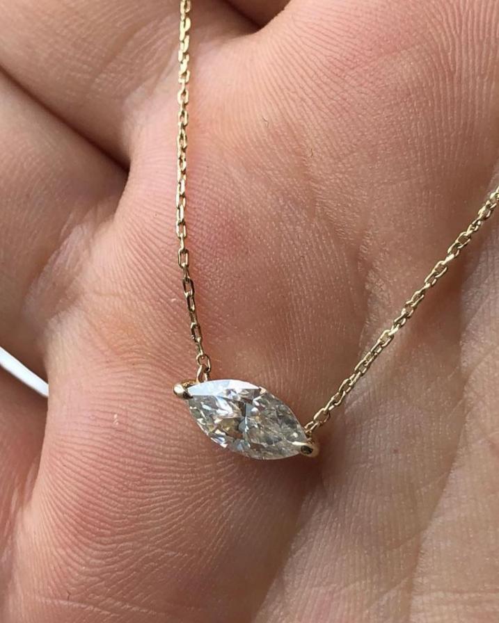 2.80Ct White Marquise Cut Solitaire Pendant | Daily Wear Pendant For Her | Surprise Gift Pendant | Women Jewelry