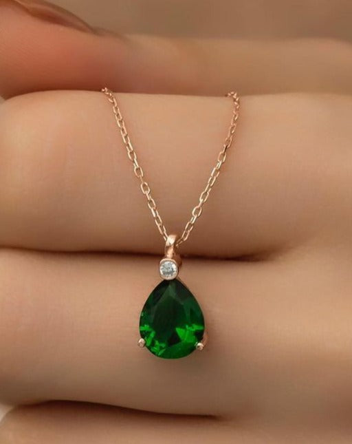 2.55Ct Green Pear Cut Prong Pendant | Daily Wear Pendant For Women | Promise Gift Pendant For Her | Birthstone Pendant