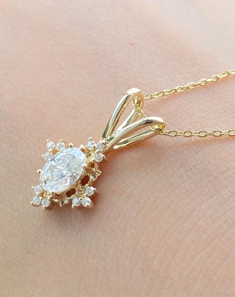 3.10Ct White Oval Cut Solitaire Pendant | Designer Pendant For Her | Wedding Gift Pendant For Women | Bridal Jewelry