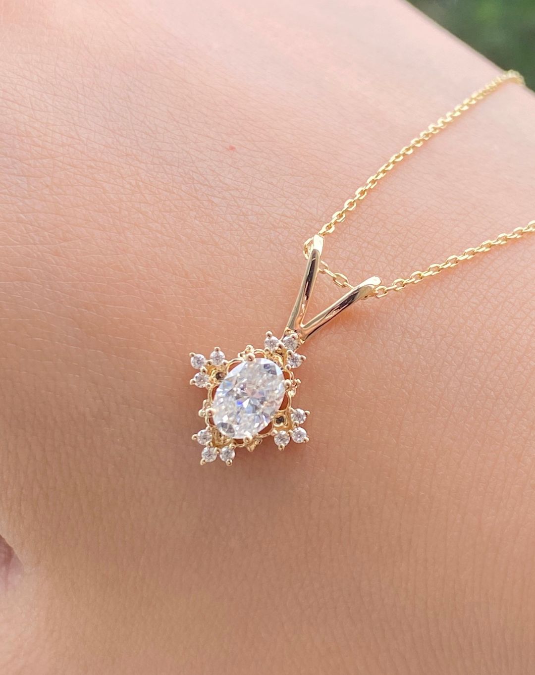 3.10Ct White Oval Cut Solitaire Pendant | Designer Pendant For Her | Wedding Gift Pendant For Women | Bridal Jewelry