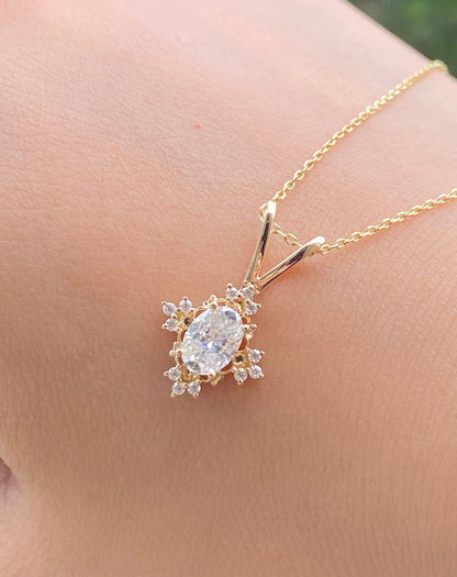3.10Ct White Oval Cut Solitaire Pendant | Designer Pendant For Her | Wedding Gift Pendant For Women | Bridal Jewelry