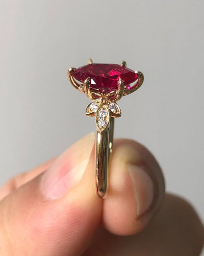 2.88Ct Red Marquise Cut Solitaire Ring | Wedding Ring For Bridal | Customize Ring