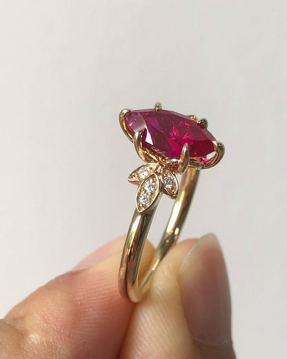2.88Ct Red Marquise Cut Solitaire Ring | Wedding Ring For Bridal | Customize Ring