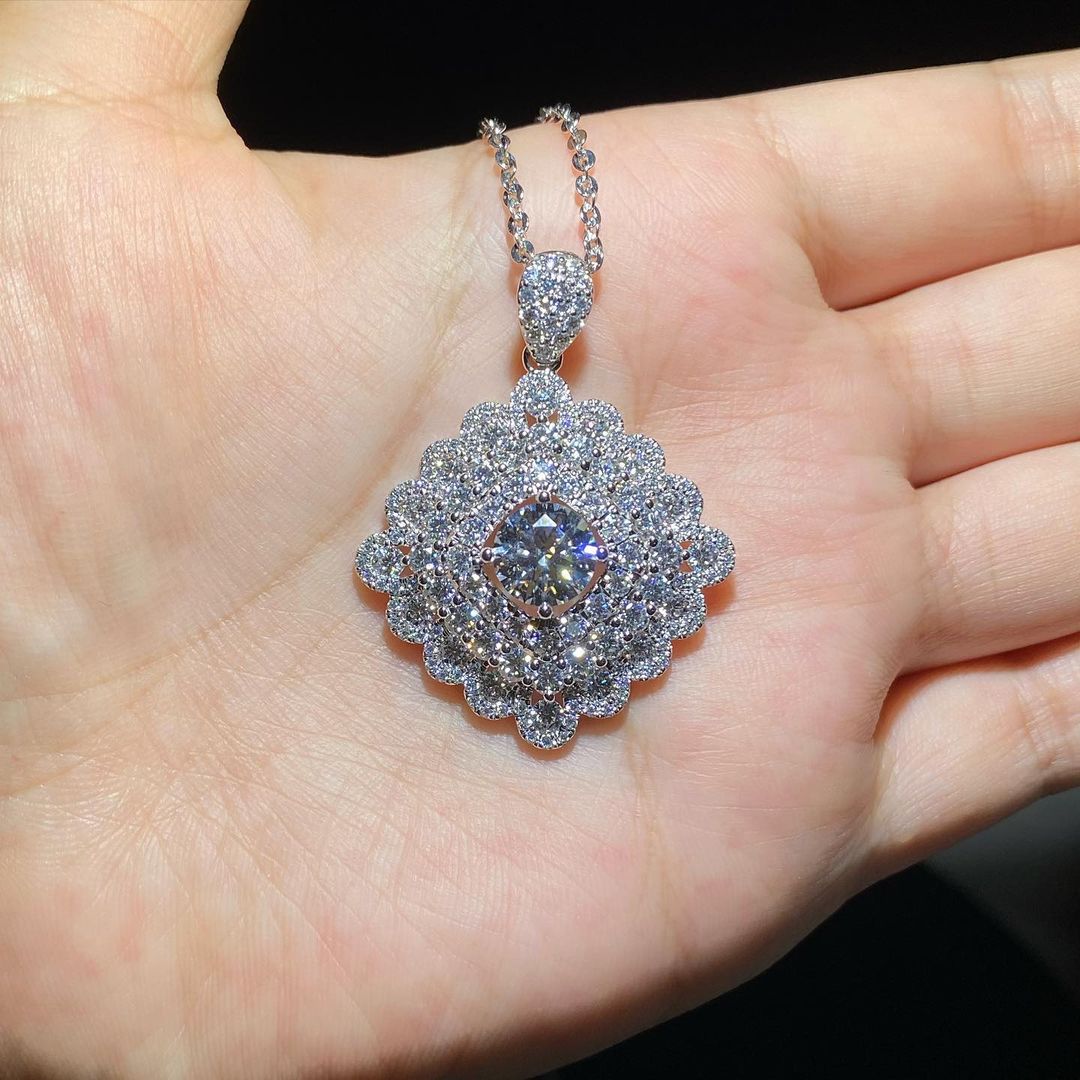 2.50Ct White Round Cut Solitaire With Cluster Pendant | Party Wear Pendant | Elegant Jewelry Piece | Bride To Be | Fashion Jewelry