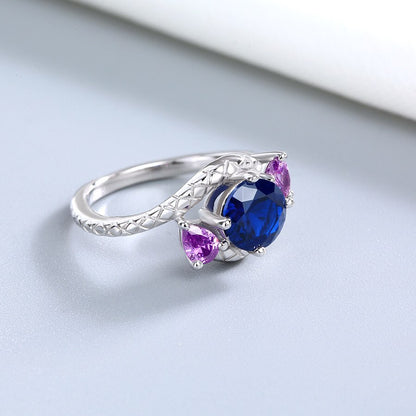 2.80Ct Blue Round Cut Tension Ring | Perfect Engagement Ring For Fiancée | Promise Ring For Women