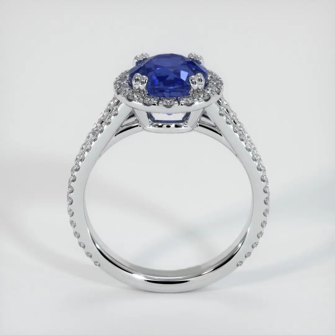 Split Shank 3.2Ct Blue Round Cut Halo Ring For Her | Party Wear Ring For Women | Celebrity Style Ring | Designer Jewelry Piece