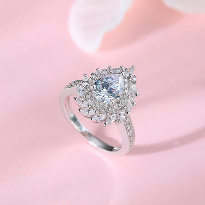 2.95Ct White Pear Cut Double Halo Ring | Wedding Ring For Bridal | Special Occasion Ring