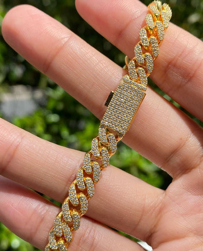 White Round Brilliant Cut Signity Diamond Prong Set Bracelet | Cuban Chain Bracelet For Men And Women | Wedding Gift Bracelet