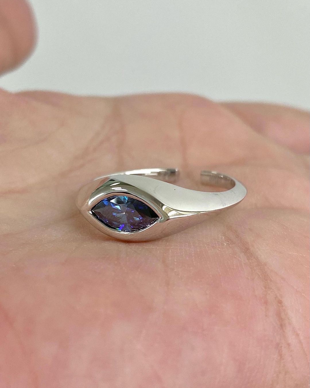 2.55Ct Blue Marquise Cut Bezel Ring | Daily Wear Ring | Promise Ring For Girlfriend