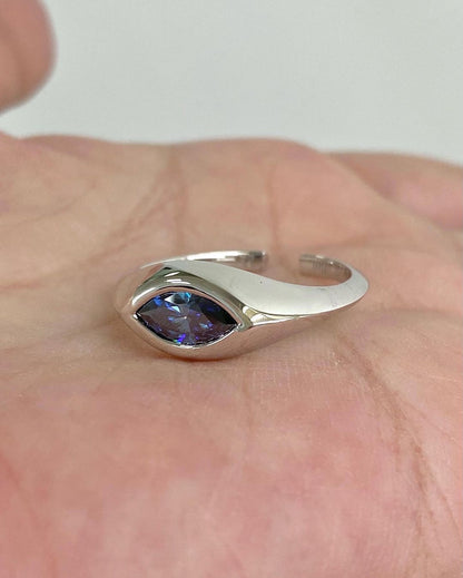 2.55Ct Blue Marquise Cut Bezel Ring | Daily Wear Ring | Promise Ring For Girlfriend