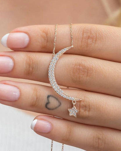 Crescent Shape 2.20Ct White Round Cut Cluster Pendant | Special Occasion Pendant | Fashion Jewelry | Minimalist Pendant