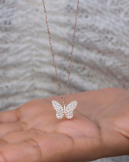 Butterfly Shape 2.80Ct White Round Cut Cluster Pendant | Daily Wear Pendant For Her | Stylish Pendant For Women | Fashion Jewelry |