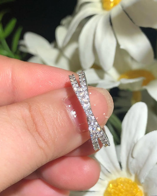2.10Ct Round Cut Half Eternity Criss Cross Band Ring | Proposal Ring For Her | Daily Wear Band Ring | Jewelry Collection