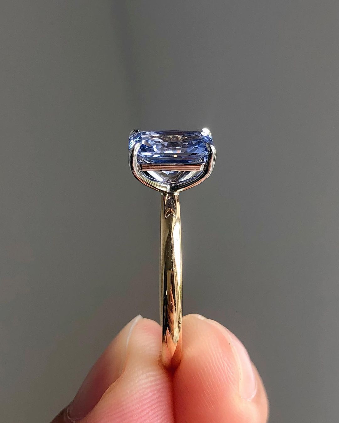 3.20Ct White Pear And Blue Radiant Cut Two Stone Ring | Toi Et Moi Ring | Engagement Ring